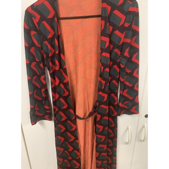 Diane Von Furstenberg Vintage Womens Silk Geometric‎ Wrap Dress Red Black 00 - Picture 9 of 14